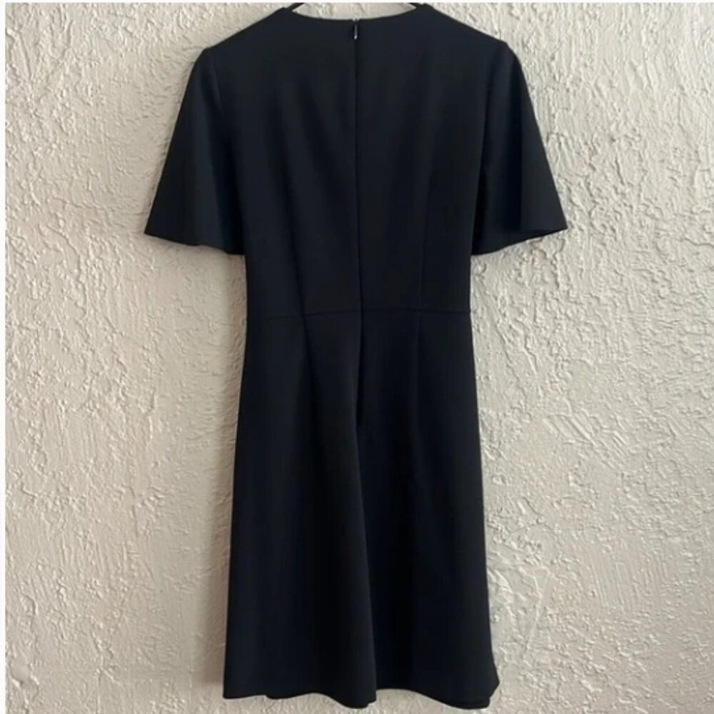 Donna Morgan Flutter Sleeve Waist Tie Dress 8, BLACK Wrap Around - Picture 14 of 14